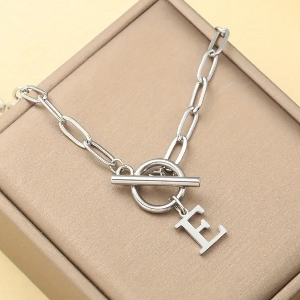 18 KT Gold Over Titanium Initial Pendant "E"